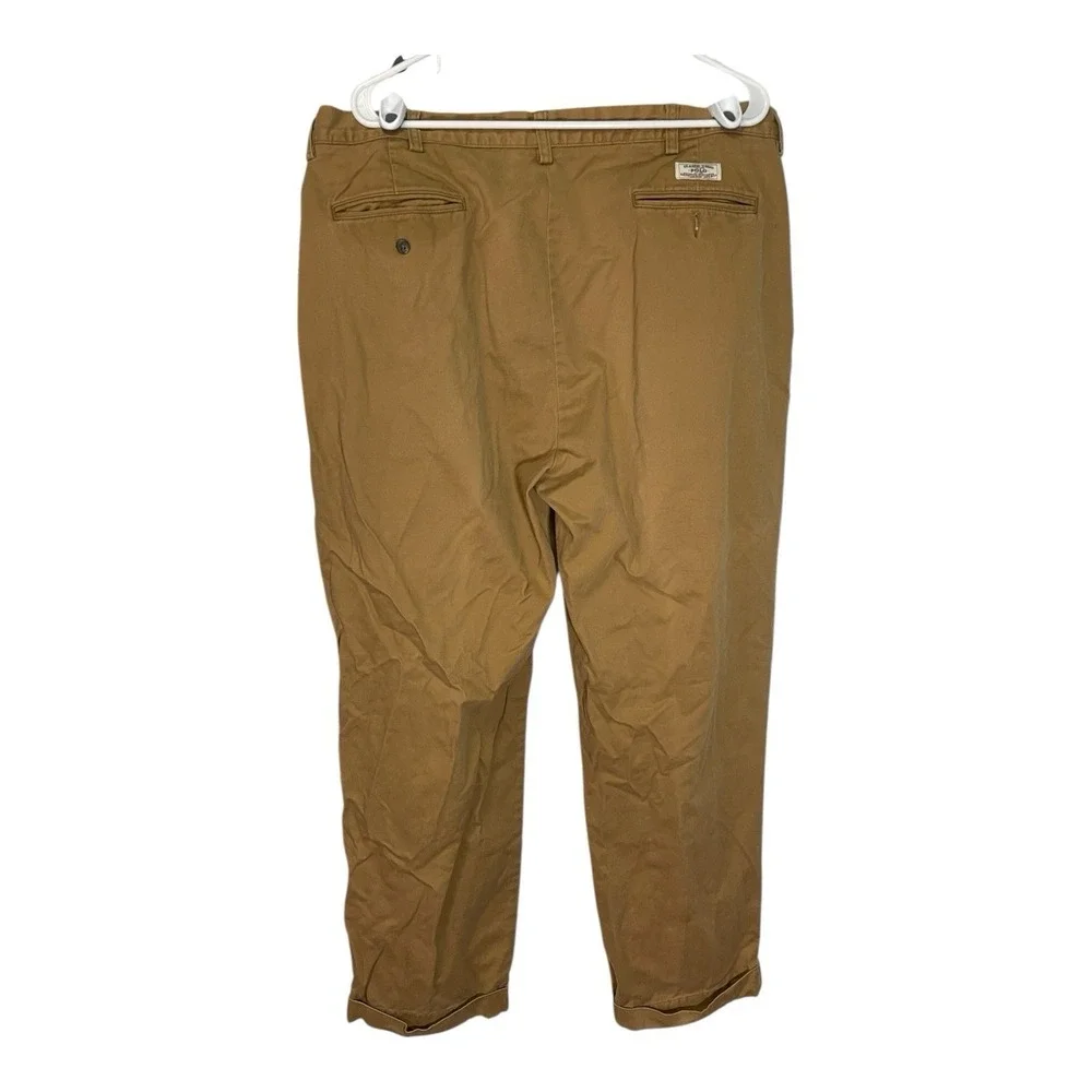 Polo Ralph‎ Lauren 40/32 Tan Hammond Pant Pleated Cuffed Chino Preppy Old Money